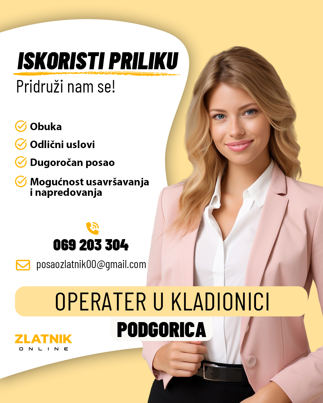 Zlatnik logo - Job Ad: Operator in the betting shop Podgorica Montenegro